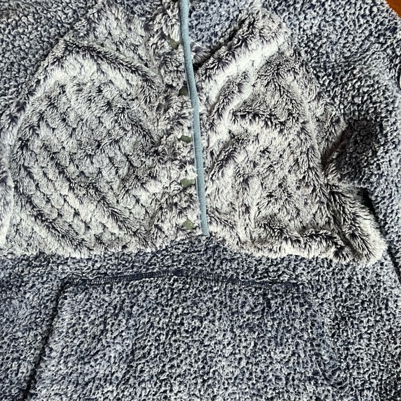 Simply Southern Half Snap Blue Fleece Jacket Teddy Sweatshirt Women's Pocket - Picture 5 of 6
